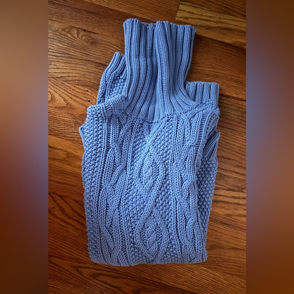 Ralph Lauren French Blue chunky Cable Knit Turtleneck Sweater